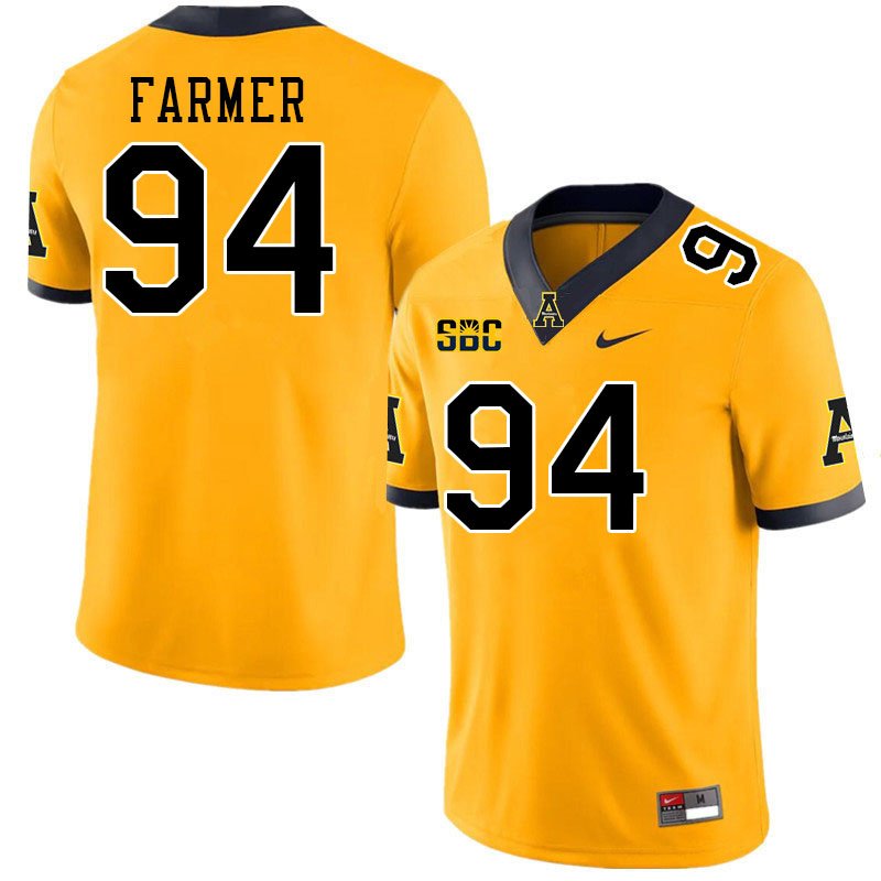 Men #94 Kendall Farmer Appalachian State Mountaineers College Football Jerseys Stitched-Gold